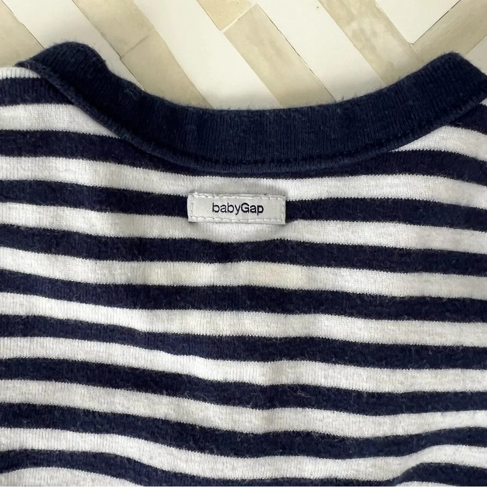 GAP Baby Navy Striped Cotton Footie, 0-3mo